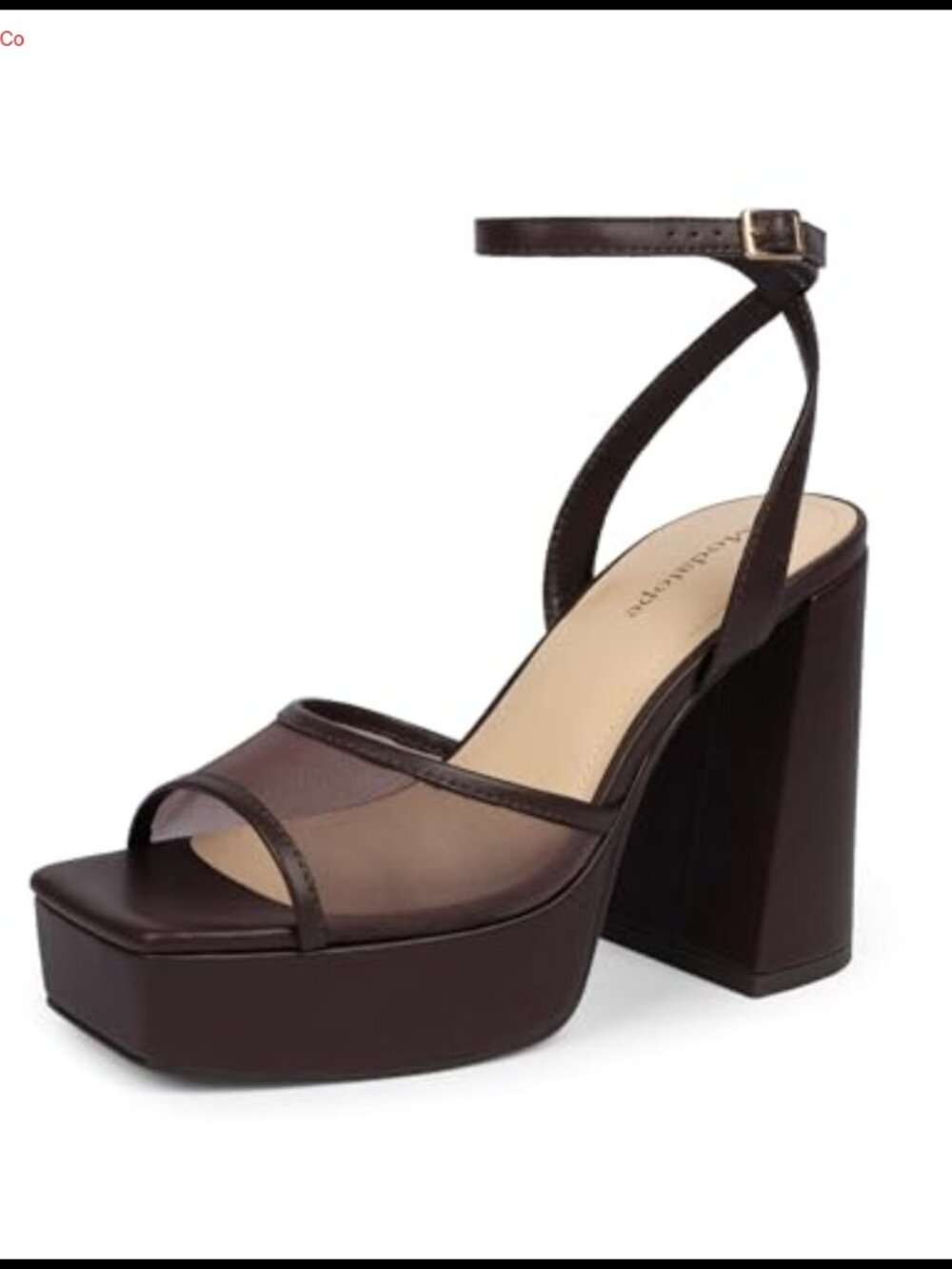 Platform Heels Faux Leather Open Toe Ankle Strap Chunky Sandals